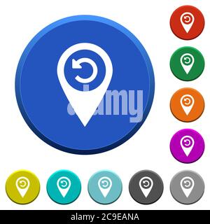 Undo GPS map location round color beveled buttons with smooth surfaces and flat white icons Stock Vector