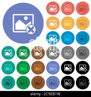 Cancel image operations multi colored flat icons on round backgrounds. Included white, light and dark icon variations for hover and active status effe Stock Vector