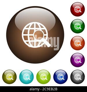 Web search white icons on round color glass buttons Stock Vector