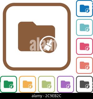 Directory paste simple icons in color rounded square frames on white background Stock Vector