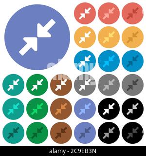 Resize small multi colored flat icons on round backgrounds. Included white, light and dark icon variations for hover and active status effects, and bo Stock Vector