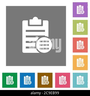 Note options flat icons on simple color square backgrounds Stock Vector