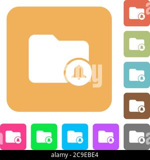 Directory alerts flat icons on rounded square vivid color backgrounds. Stock Vector