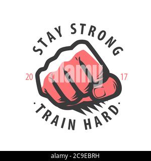 Fist strong symbol. Bodybuilding, gym, sport concept Stock Vector