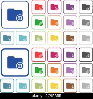Import directory color flat icons in rounded square frames. Thin and thick versions included. Stock Vector
