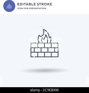 Firewall icon vector, filled flat sign, solid pictogram isolated on white, logo illustration. Firewall icon for presentation. Stock Vector