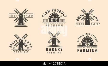 Farm product logo or symbol. Agriculture, farming, natural food concept Stock Vector