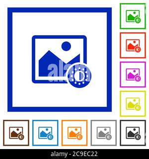 Adjust image saturation flat color icons in square frames on white background Stock Vector