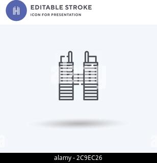 Twin Towers icon vector, filled flat sign, solid pictogram isolated on white, logo illustration. Twin Towers icon for presentation. Stock Vector