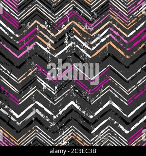 abstract background, with strokes and splashes, zigzag pattern, seamless, black and white Stock Vector