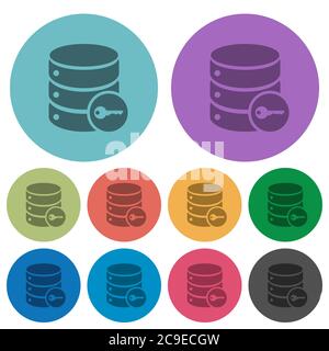 Secure database darker flat icons on color round background Stock Vector