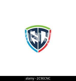 EC and Shield logo / icon design. Message us on FB / Instagram @victoireking if you need the same design style but you want to use different letters Stock Vector
