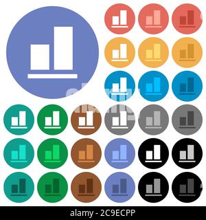 Align to bottom multi colored flat icons on round backgrounds. Included white, light and dark icon variations for hover and active status effects, and Stock Vector