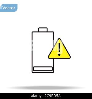Battery charging flat icon. Battery level indicator. Status. Battery icon. Low battery warning. Stock Vector