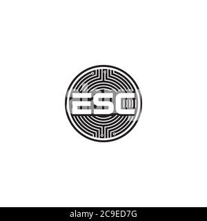 Letter ESC and Circuit Board logo design Stock Vector