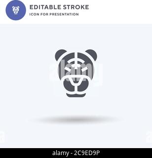 Tiger icon vector, filled flat sign, solid pictogram isolated on white, logo illustration. Tiger icon for presentation. Stock Vector