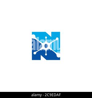 Letter N and Neuron logo / icon design Stock Vector