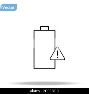 Battery icon or logo in modern line style. High quality gray outline pictogram for web site design and mobile apps. Vector illustration on a white Stock Vector