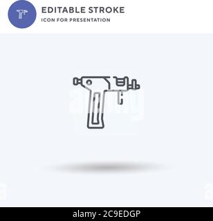 Tattoo Machine icon vector, filled flat sign, solid pictogram isolated on white, logo illustration. Tattoo Machine icon for presentation. Stock Vector