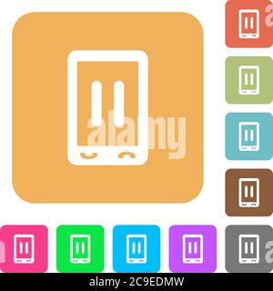 Mobile media pause flat icons on rounded square vivid color backgrounds. Stock Vector