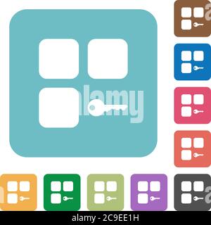Secure component white flat icons on color rounded square backgrounds Stock Vector