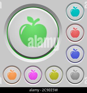 Apple color icons on sunk push buttons Stock Vector