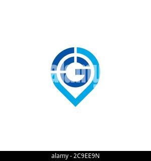 Letter G, Signal and Location Mark logo design Stock Vector