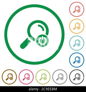 Exit from search flat color icons in round outlines on white background Stock Vector