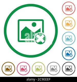 Cancel image operations flat color icons in round outlines on white background Stock Vector