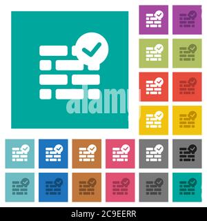Active firewall multi colored flat icons on plain square backgrounds. Included white and darker icon variations for hover or active effects. Stock Vector