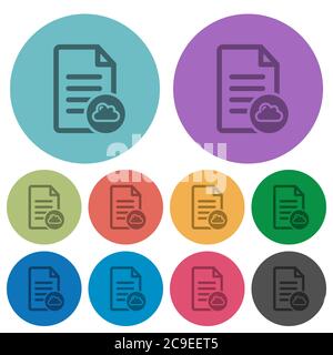 Cloud document darker flat icons on color round background Stock Vector