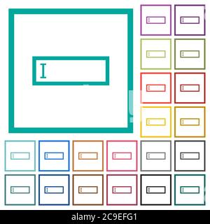 Editbox with editing cursor flat color icons with quadrant frames on white background Stock Vector