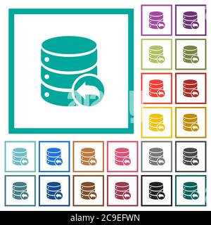 Database transaction rollback flat color icons with quadrant frames on white background Stock Vector