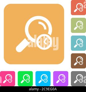 Query time flat icons on rounded square vivid color backgrounds. Stock Vector