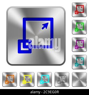 Maximize window engraved icons on rounded square glossy steel buttons Stock Vector