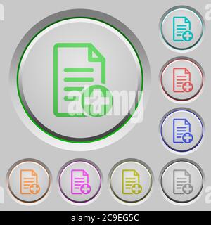 Add new document color icons on sunk push buttons Stock Vector