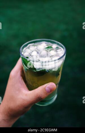 Ice cold Mojito  made at home. Perfect in the hot summer day. Stock Photo