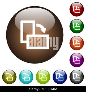 Rotate right white icons on round color glass buttons Stock Vector