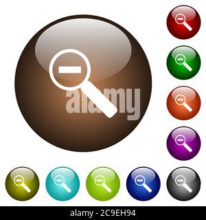 Zoom out white icons on round color glass buttons Stock Vector