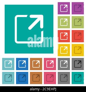 Maximize window multi colored flat icons on plain square backgrounds. Included white and darker icon variations for hover or active effects. Stock Vector