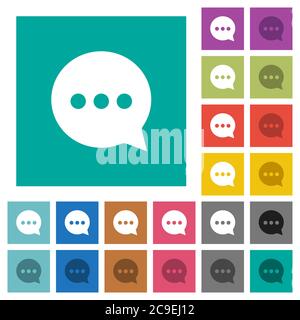 Working chat multi colored flat icons on plain square backgrounds. Included white and darker icon variations for hover or active effects. Stock Vector