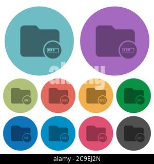 Directory processing darker flat icons on color round background Stock Vector