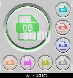 DB file format color icons on sunk push buttons Stock Vector