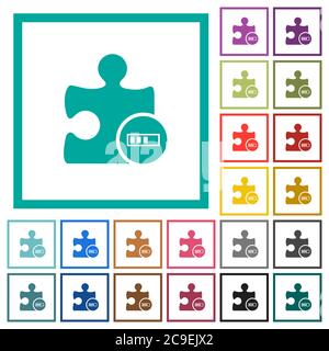 Plugin processing flat color icons with quadrant frames on white background Stock Vector