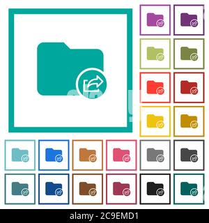 Export directory flat color icons with quadrant frames on white background Stock Vector