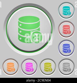 Select database table row color icons on sunk push buttons Stock Vector