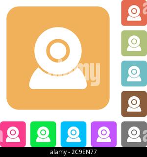 Webcam flat icons on rounded square vivid color backgrounds. Stock Vector