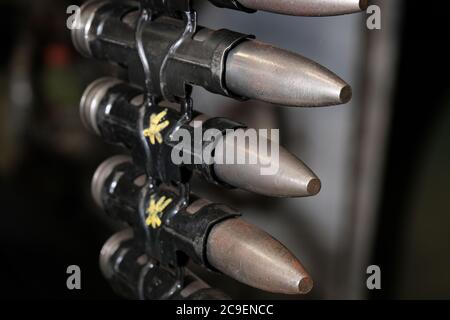 Detail of aircraft power sources and equipment on display to public. Stock Photo
