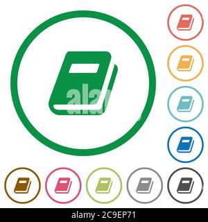 Personal diary flat color icons in round outlines on white background Stock Vector