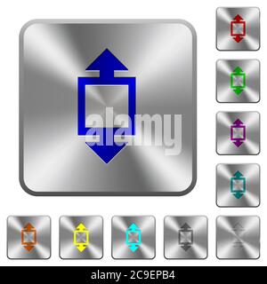 Height tool engraved icons on rounded square glossy steel buttons Stock Vector